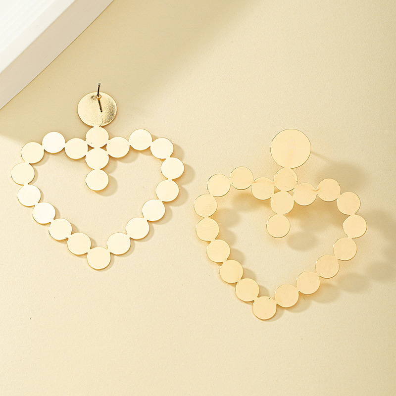Wholesale Jewelry Simple Style Korean Style Heart Shape Alloy 14k Gold Plated Plating Drop Earrings display picture 5