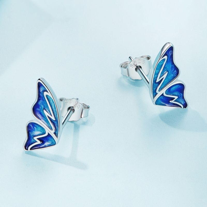 1 Paire Mignon Sucré Citrouille Chat Papillon Argent Sterling Boucles D'oreilles display picture 1