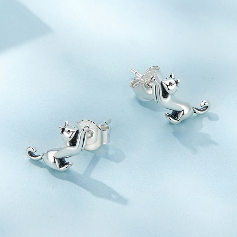 1 Paire Mignon Sucré Citrouille Chat Papillon Argent Sterling Boucles D'oreilles display picture 73