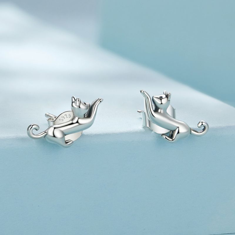 1 Paire Mignon Sucré Citrouille Chat Papillon Argent Sterling Boucles D'oreilles display picture 71