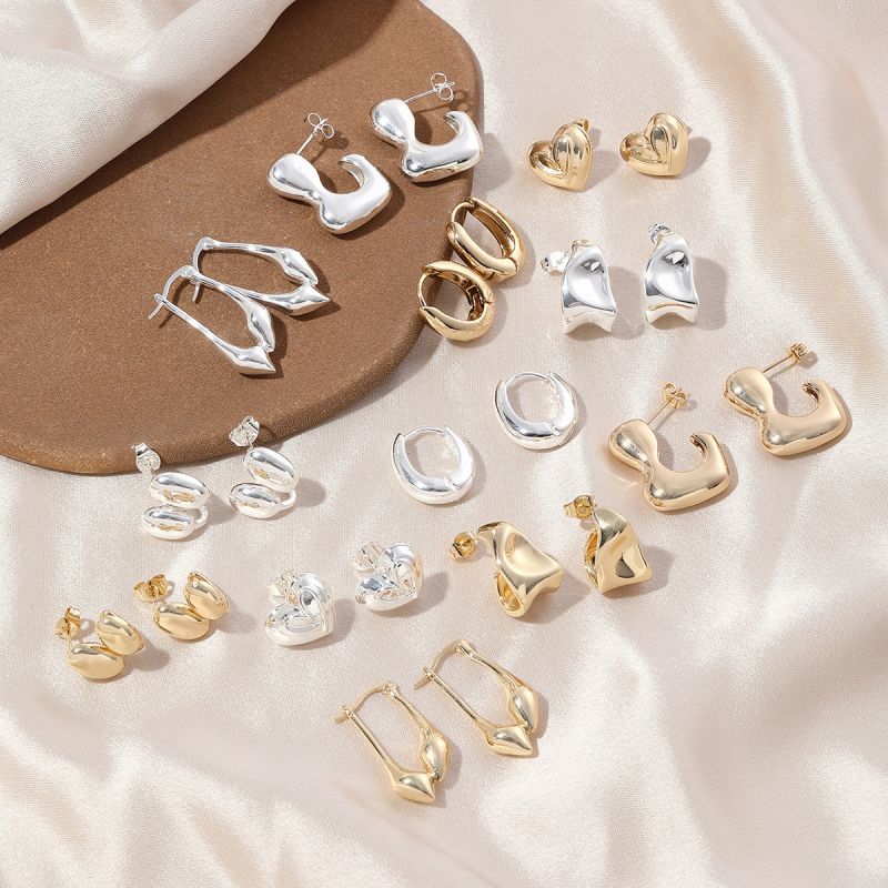 1 Pair Ig Style Geometric Irregular Polishing Plating Copper 18k Gold Plated Earrings Ear Studs display picture 1