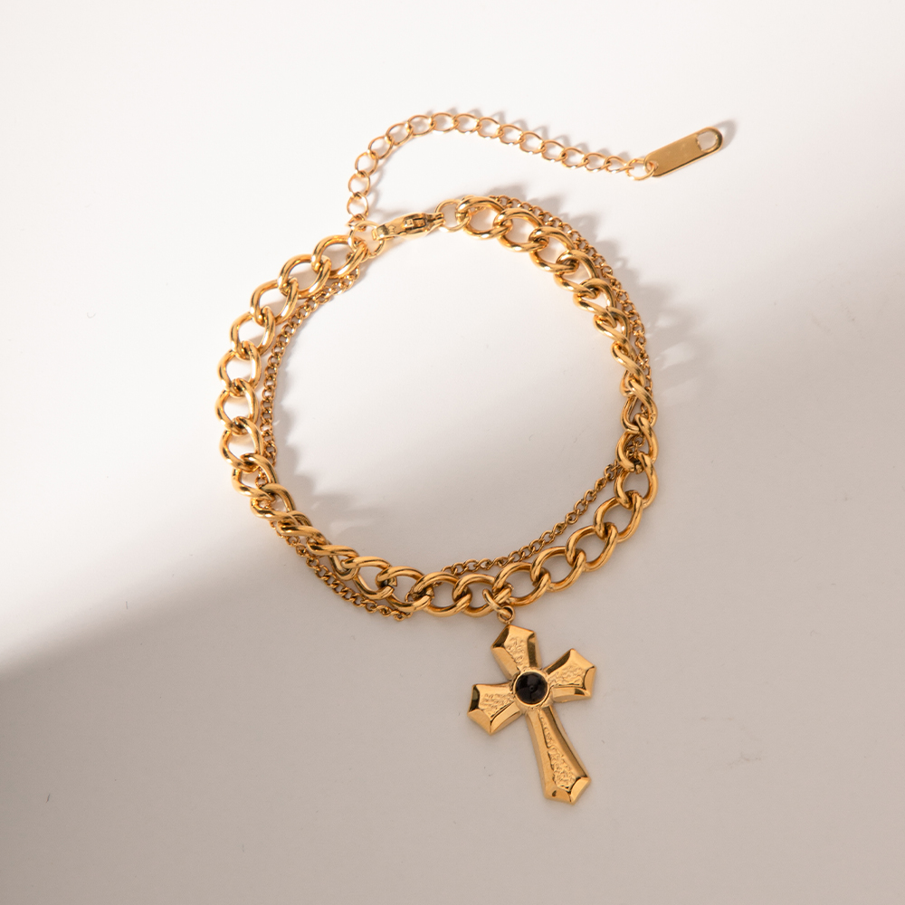 Simple Style Cross Stainless Steel Plating 18k Gold Plated Bracelets display picture 4