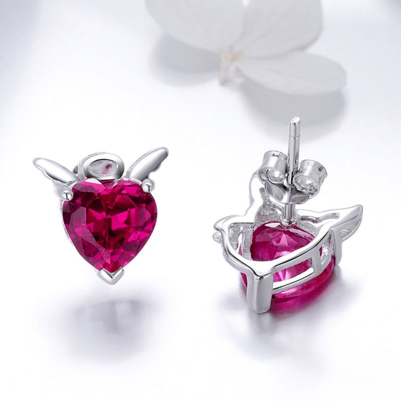 1 Par Glamour Romántico Forma De Corazón Embutido Plata Esterlina Circón Puños De Oreja display picture 1