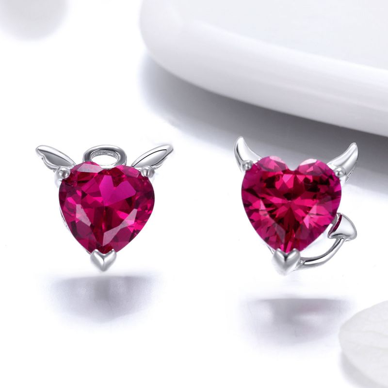 1 Pair Glam Romantic Heart Shape Inlay Sterling Silver Zircon Ear Cuffs display picture 2