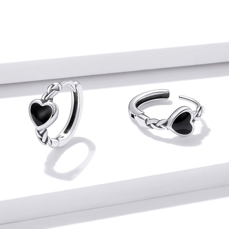 1 Pair Glam Romantic Heart Shape Inlay Sterling Silver Zircon Ear Cuffs display picture 22