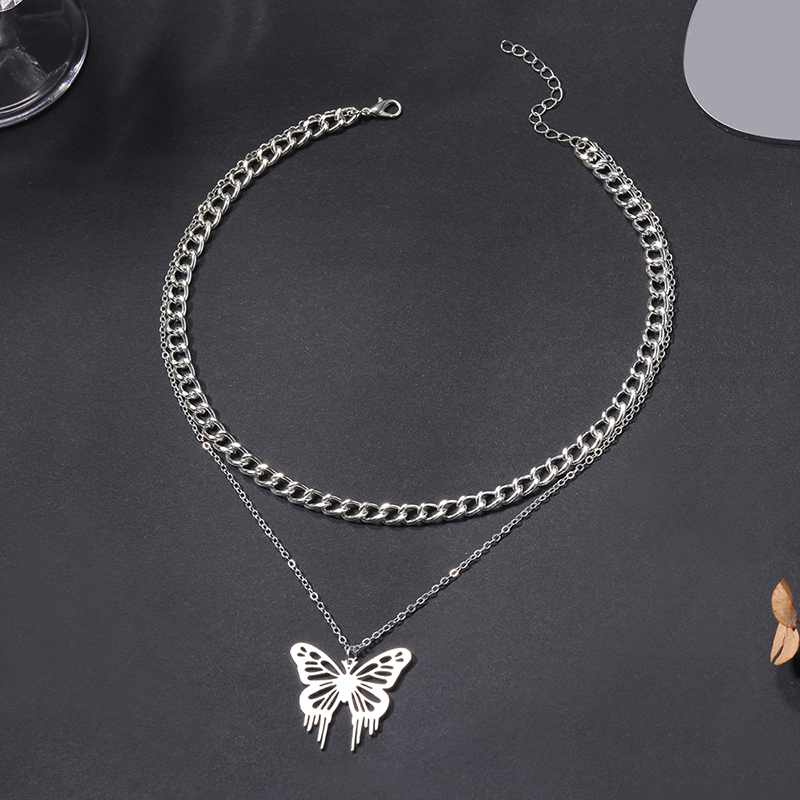 Vintage Style Ethnic Style Classic Style Butterfly Alloy Hollow Out Women's Double Layer Necklaces display picture 1