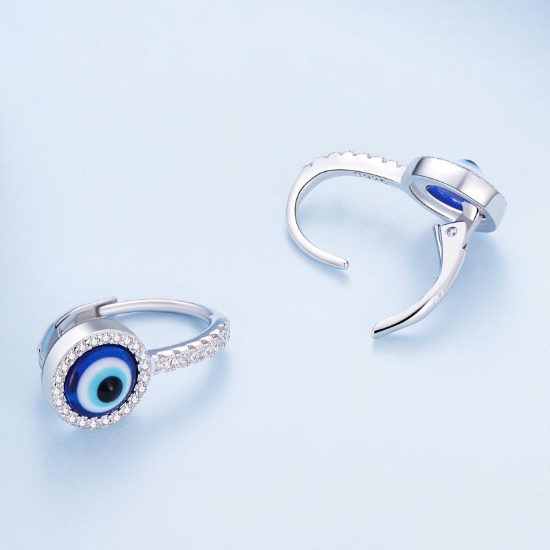 1 Pair Romantic Simple Style Devil's Eye Inlay Sterling Silver Zircon Earrings display picture 5