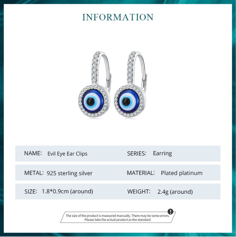 1 Pair Romantic Simple Style Devil's Eye Inlay Sterling Silver Zircon Earrings display picture 7