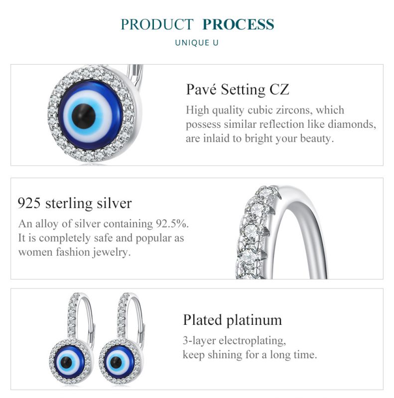 1 Pair Romantic Simple Style Devil's Eye Inlay Sterling Silver Zircon Earrings display picture 6