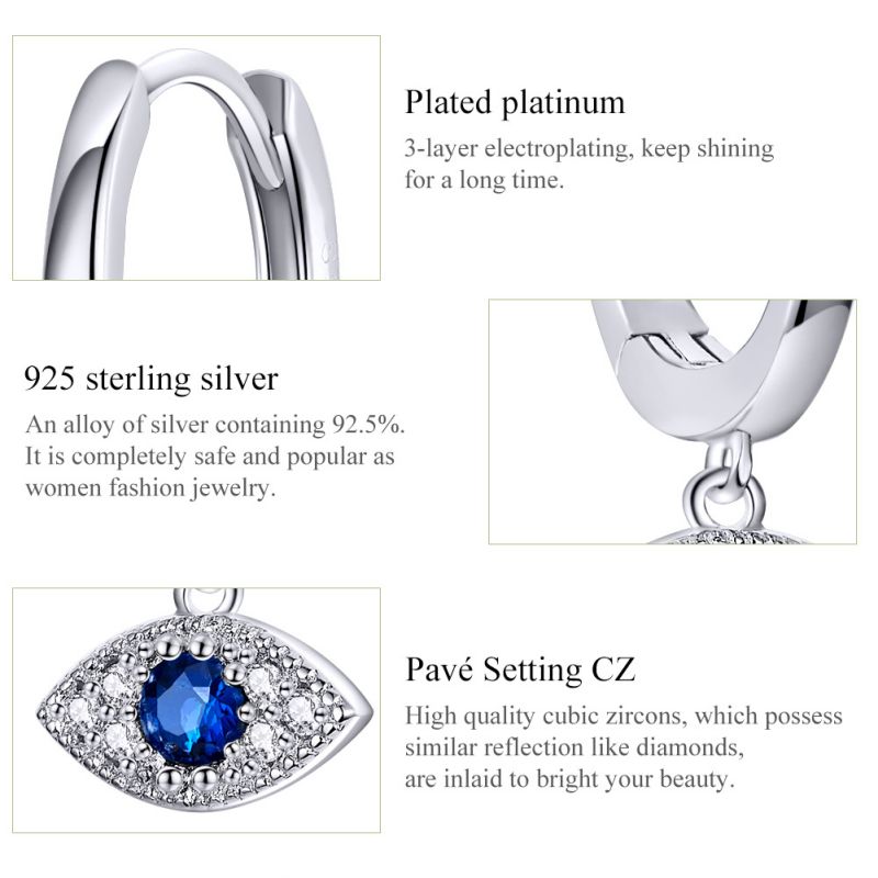 1 Pair Romantic Simple Style Devil's Eye Inlay Sterling Silver Zircon Earrings display picture 12