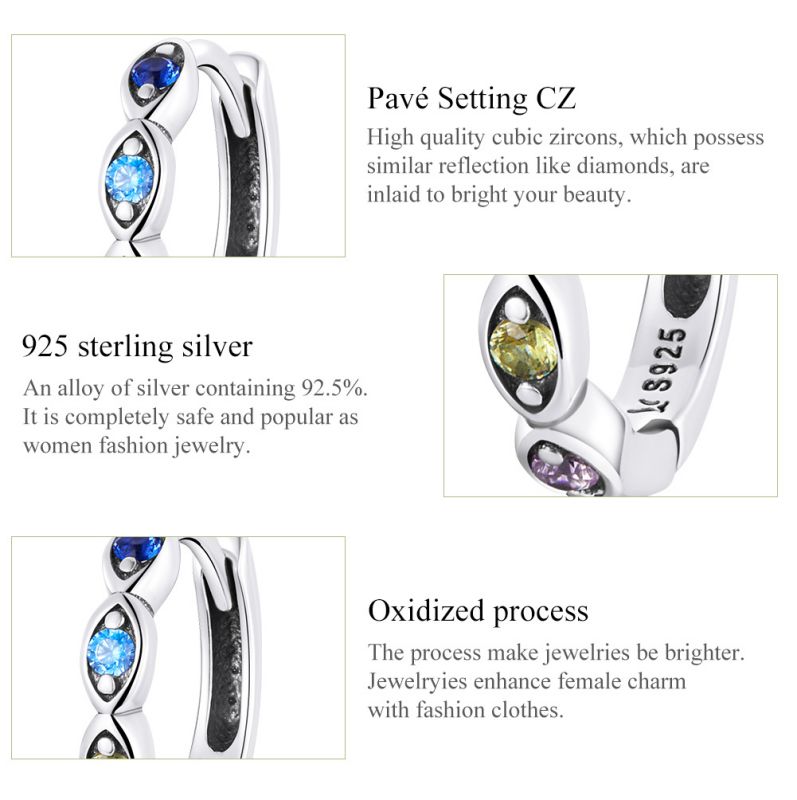 1 Pair Romantic Simple Style Devil's Eye Inlay Sterling Silver Zircon Earrings display picture 18
