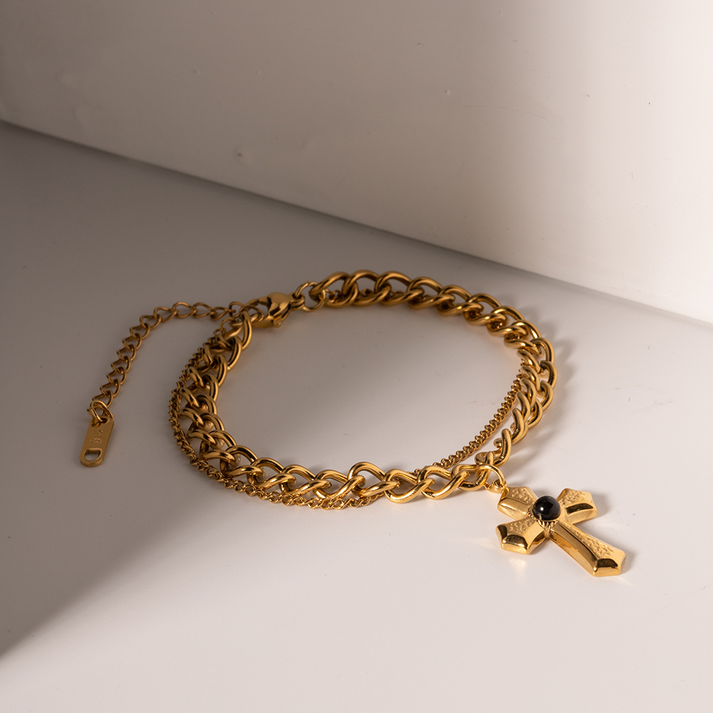 Simple Style Cross Stainless Steel Plating 18k Gold Plated Bracelets display picture 3