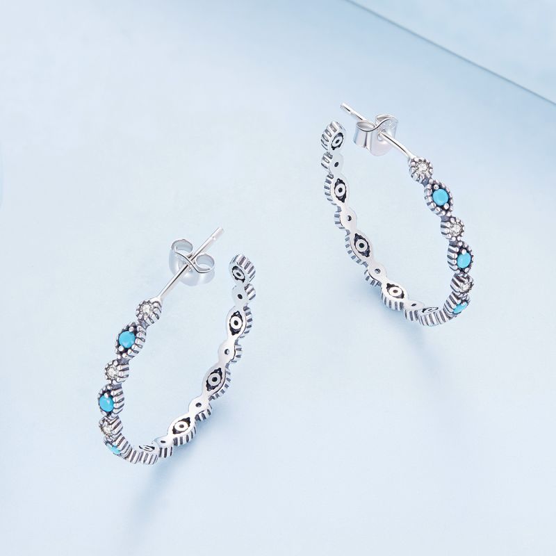 1 Pair Romantic Simple Style Devil's Eye Inlay Sterling Silver Zircon Earrings display picture 19