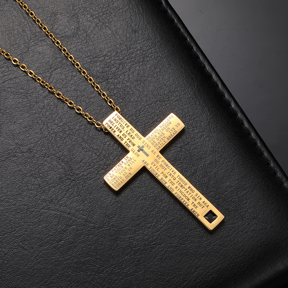 Casual Retro Cross Stainless Steel Men's Pendant Necklace display picture 9