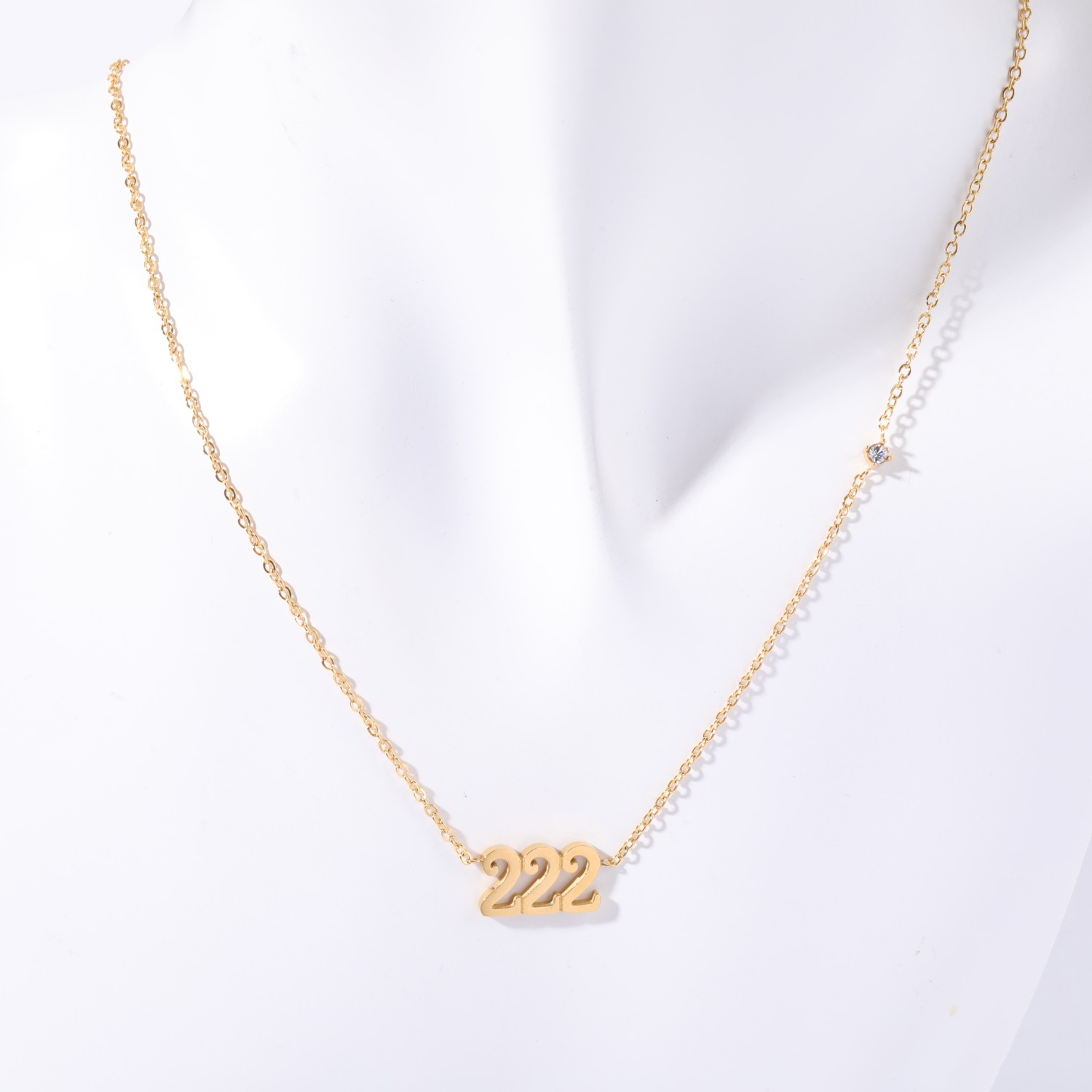 201 Stainless Steel 304 Stainless Steel Gold Plated Casual Simple Style Plating Inlay Number Zircon Necklace display picture 8