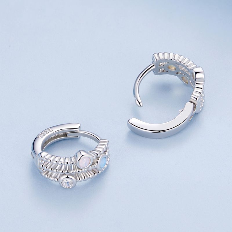 1 Pair Classical Vintage Style Round Square Inlay Sterling Silver Zircon Ear Cuffs display picture 6