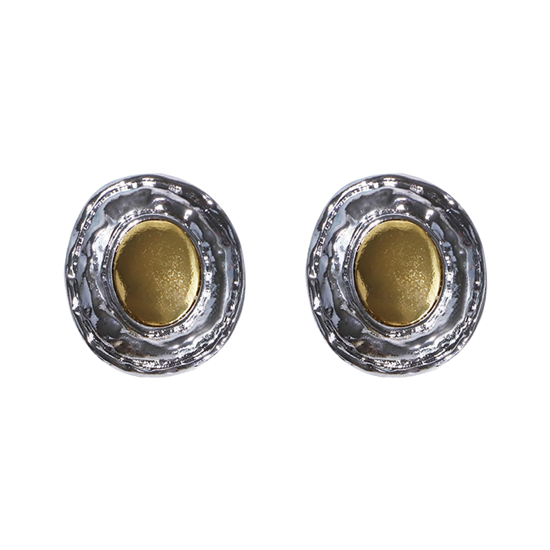 1 Paire Style Vintage Commuer Ovale Placage Alliage Plaqué Or Plaqué Argent Boucles D'oreilles display picture 1