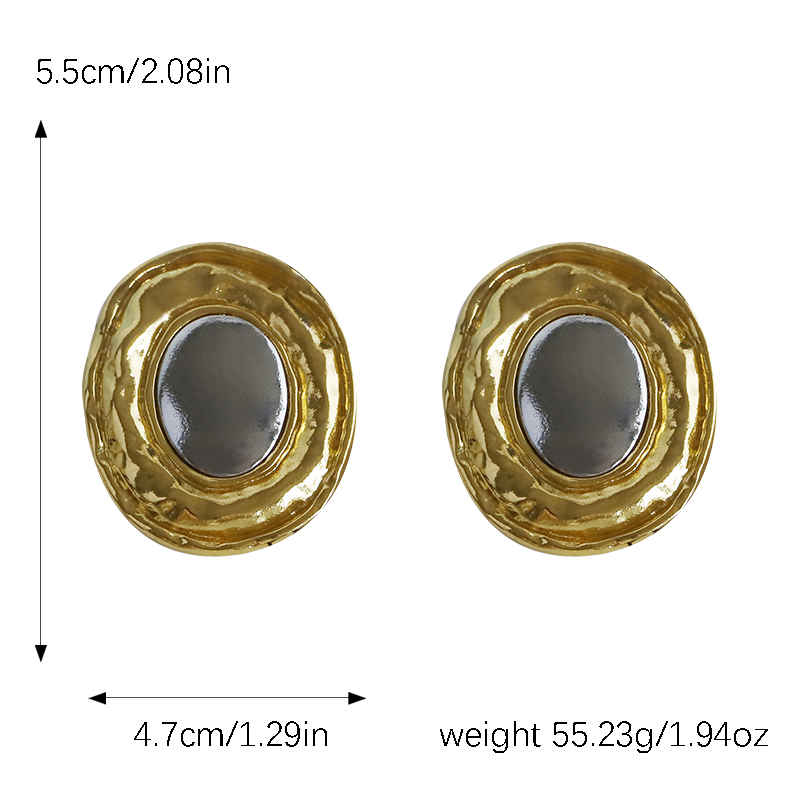 1 Pair Vintage Style Commute Oval Plating Alloy Gold Plated Silver Plated Ear Studs display picture 3