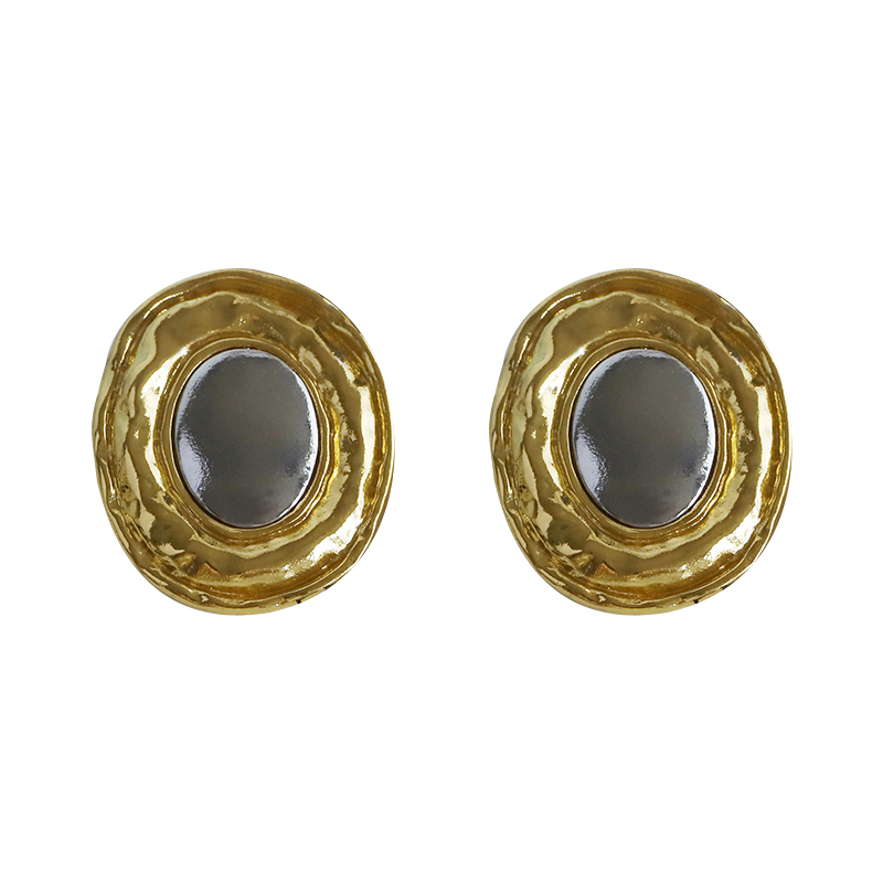 1 Pair Vintage Style Commute Oval Plating Alloy Gold Plated Silver Plated Ear Studs display picture 2