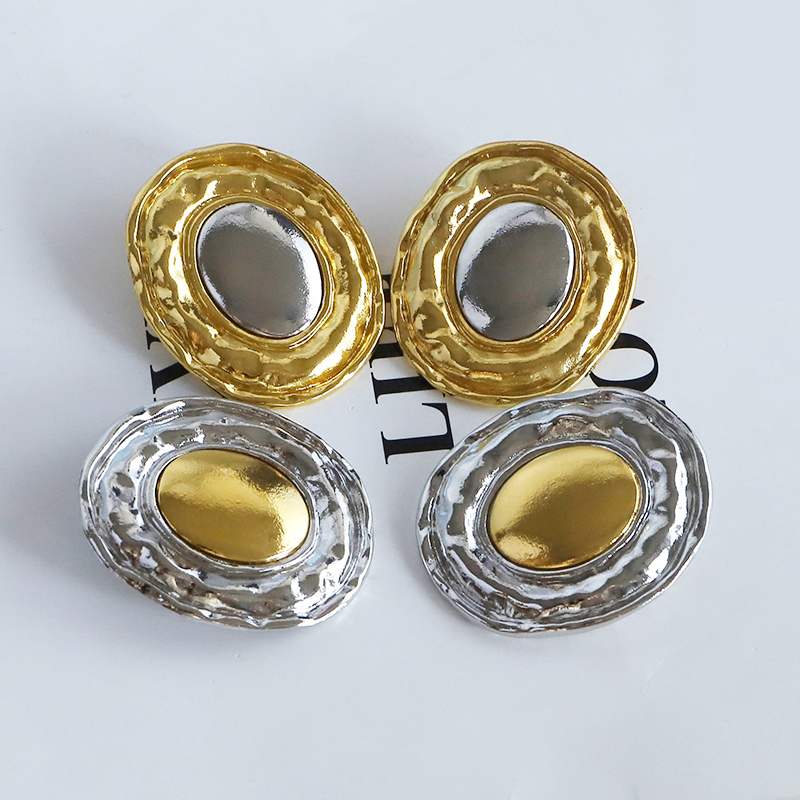 1 Pair Vintage Style Commute Oval Plating Alloy Gold Plated Silver Plated Ear Studs display picture 6