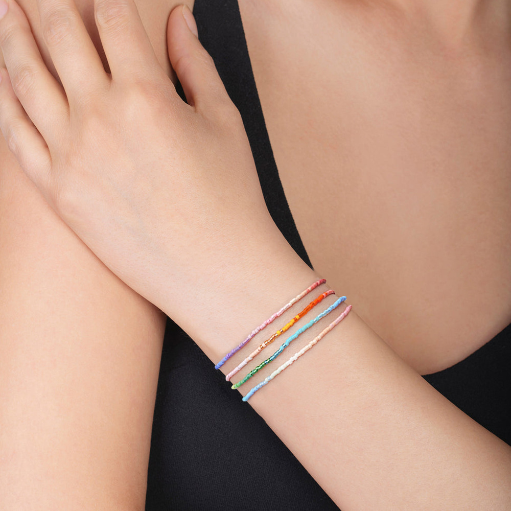 De Base Bloc De Couleur Verre Tricot Femmes Bracelets display picture 1