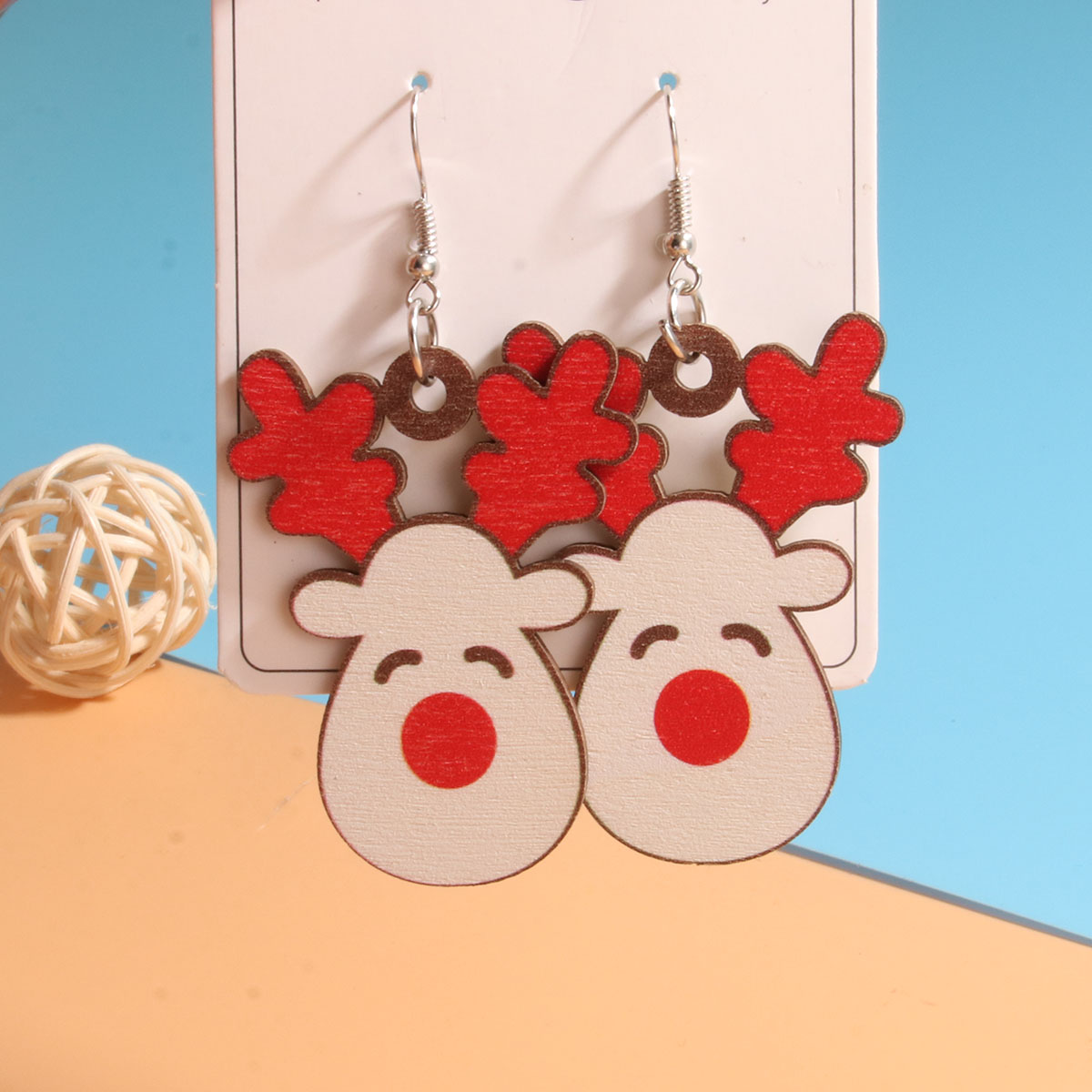 1 Pair Cute Sweet Artistic Santa Claus Tree Snowman Stainless Steel Wood Drop Earrings display picture 19