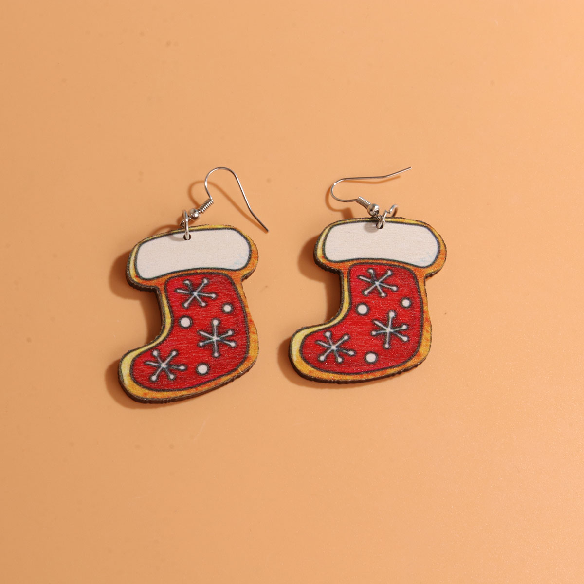 1 Pair Cute Sweet Artistic Santa Claus Tree Snowman Stainless Steel Wood Drop Earrings display picture 4