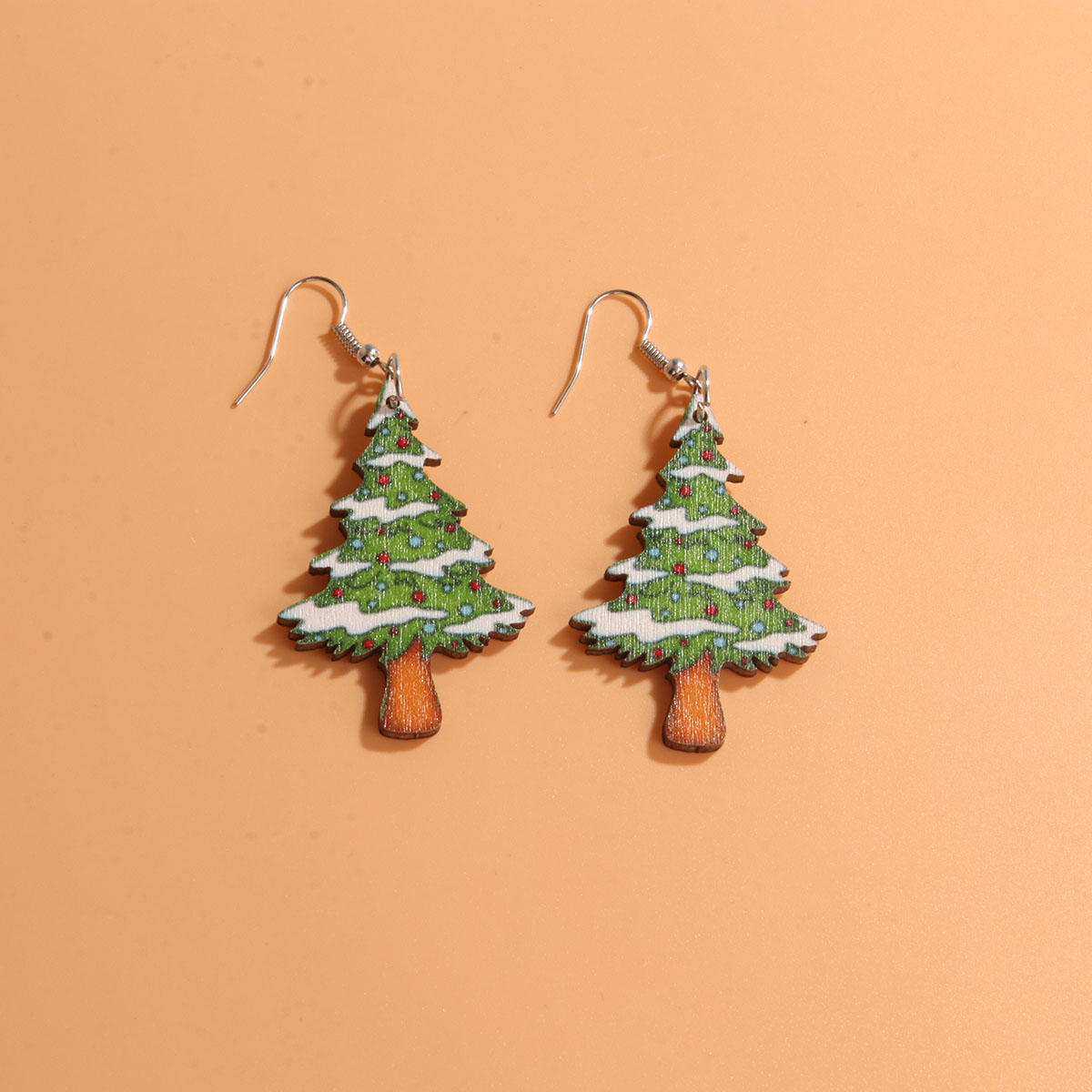 1 Pair Cute Sweet Artistic Santa Claus Tree Snowman Stainless Steel Wood Drop Earrings display picture 5