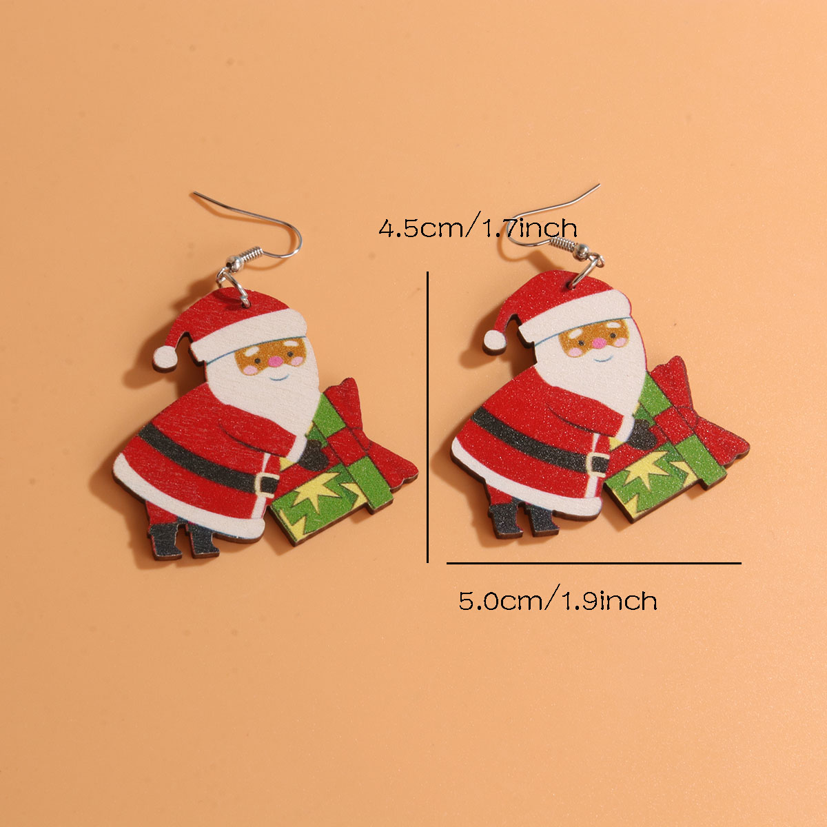 1 Pair Cute Sweet Artistic Santa Claus Tree Snowman Stainless Steel Wood Drop Earrings display picture 6