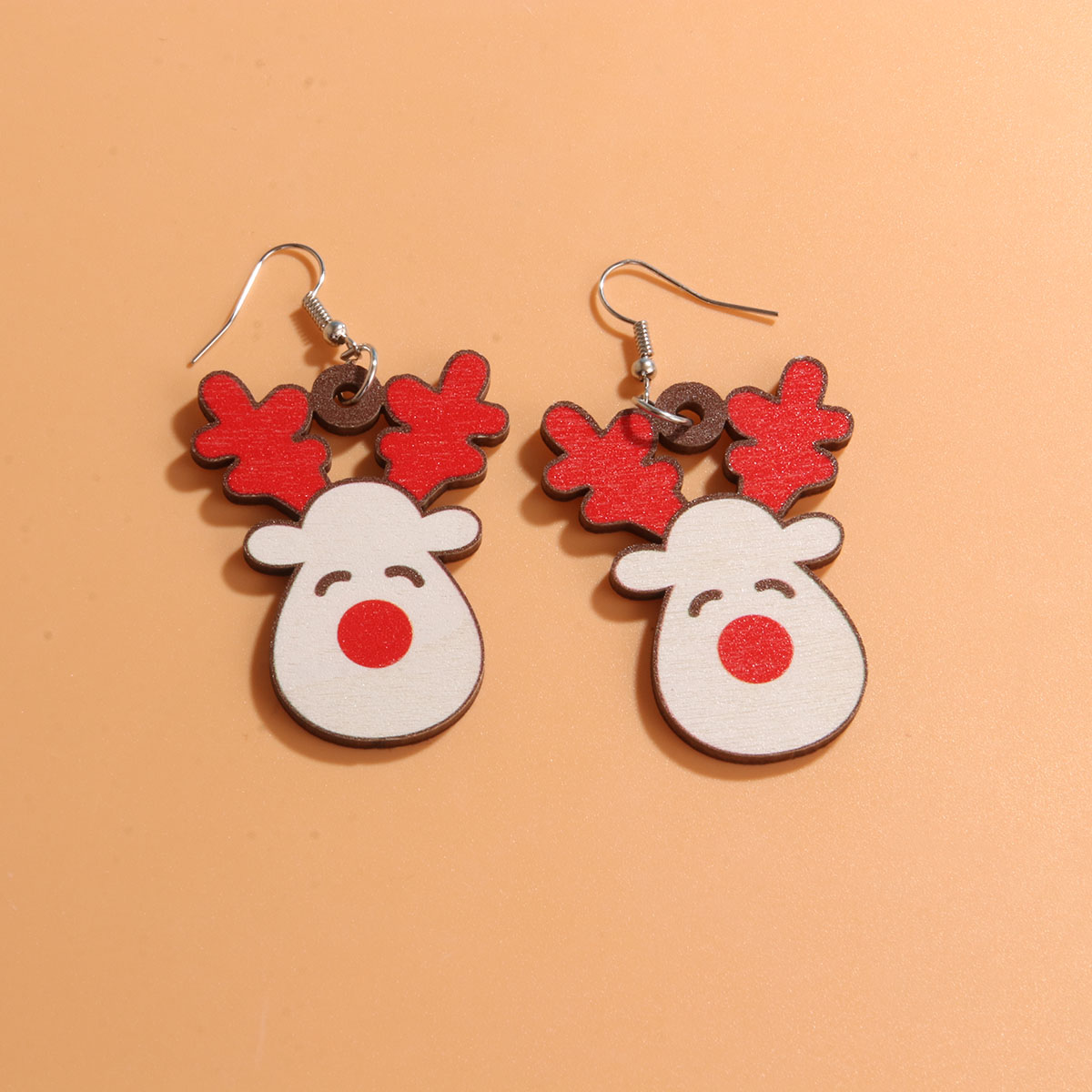 1 Pair Cute Sweet Artistic Santa Claus Tree Snowman Stainless Steel Wood Drop Earrings display picture 11