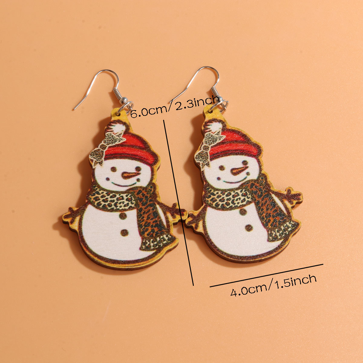 1 Pair Cute Sweet Artistic Santa Claus Tree Snowman Stainless Steel Wood Drop Earrings display picture 9