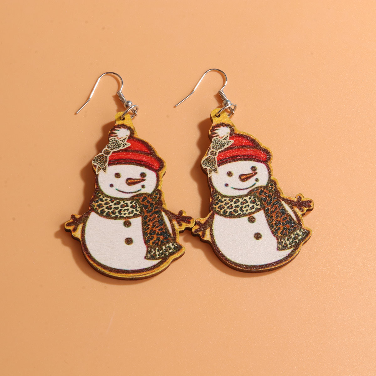 1 Pair Cute Sweet Artistic Santa Claus Tree Snowman Stainless Steel Wood Drop Earrings display picture 10