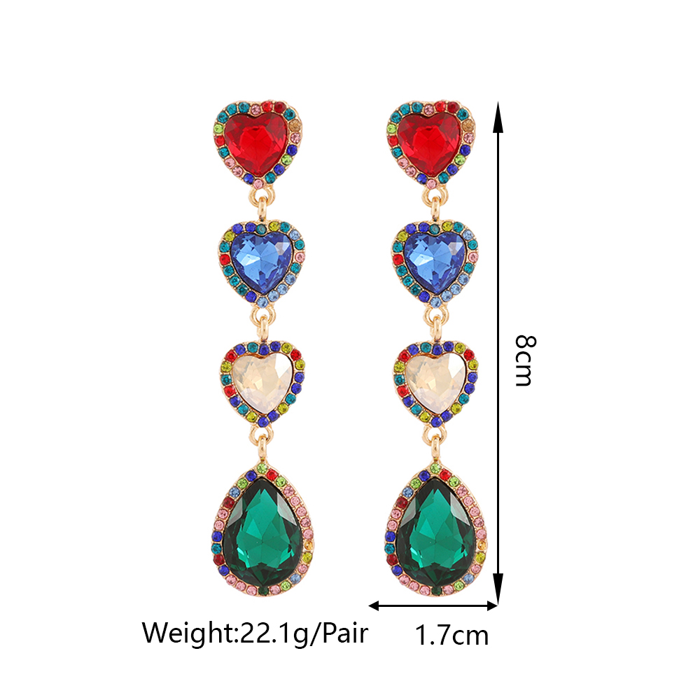 Wholesale Jewelry Romantic Sweet Heart Shape Zinc Alloy Glass Plating Inlay Drop Earrings display picture 1