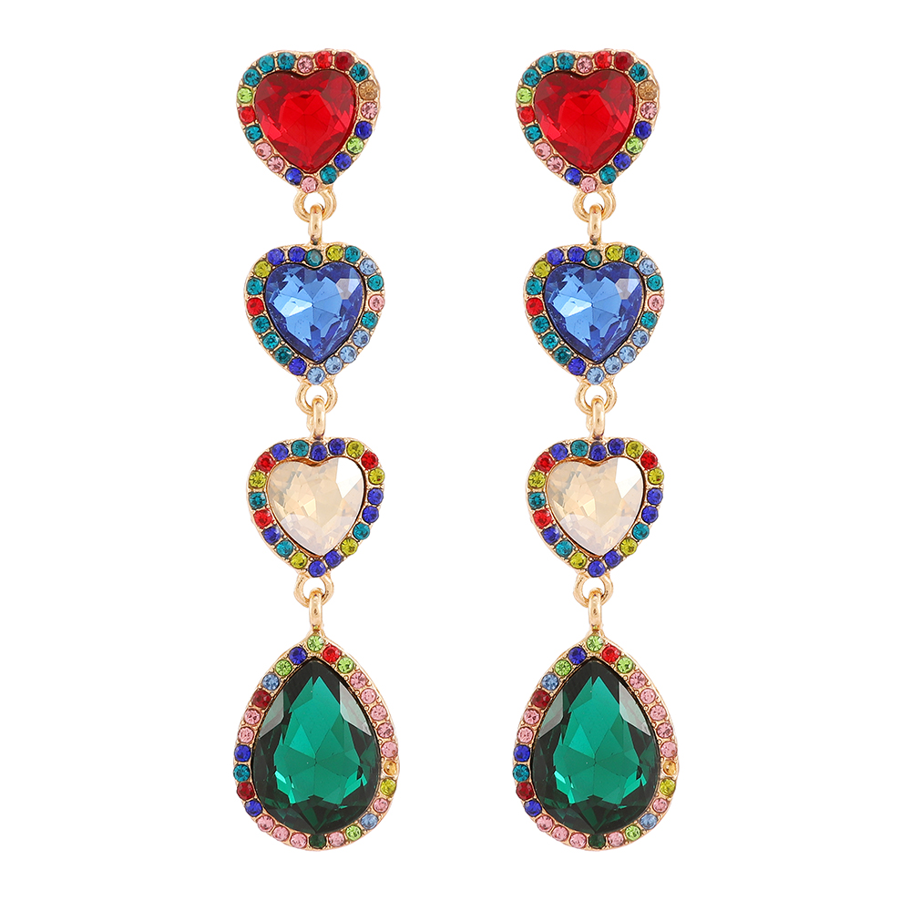 Wholesale Jewelry Romantic Sweet Heart Shape Zinc Alloy Glass Plating Inlay Drop Earrings display picture 2