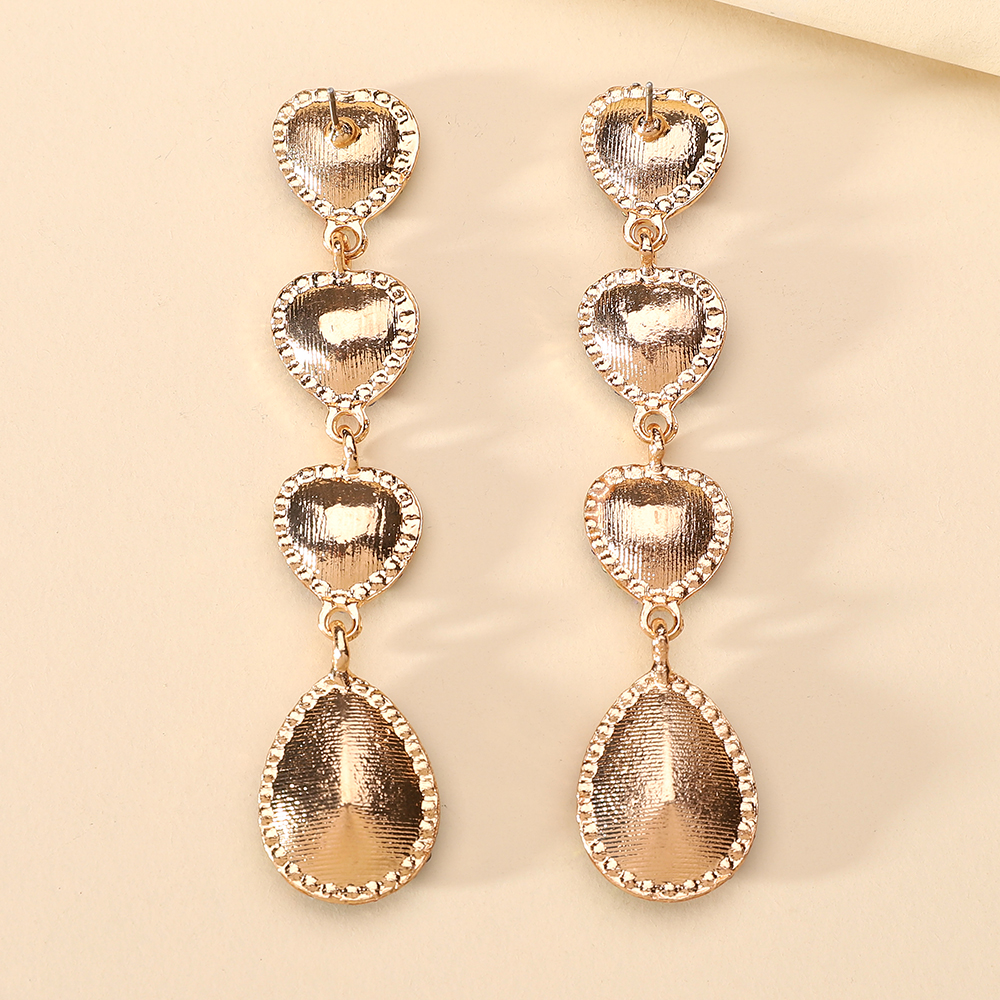 Wholesale Jewelry Romantic Sweet Heart Shape Zinc Alloy Glass Plating Inlay Drop Earrings display picture 4