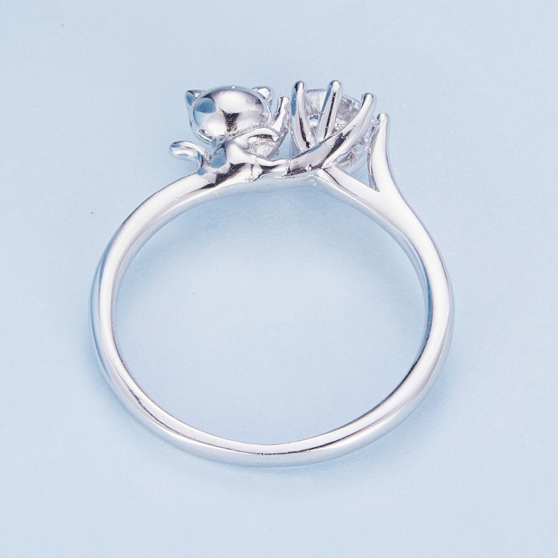 Casual Cute Cat Sterling Silver Inlay Zircon Rings display picture 2
