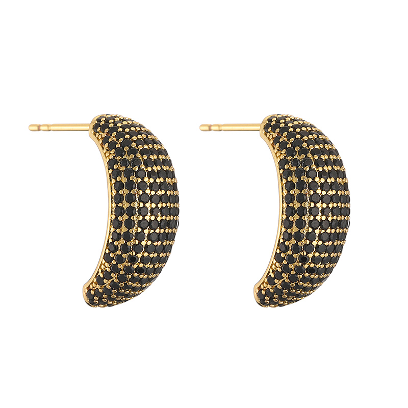 1 Pair Elegant Shiny C Shape Plating Inlay Copper Zircon 18k Gold Plated Earrings Ear Studs display picture 6
