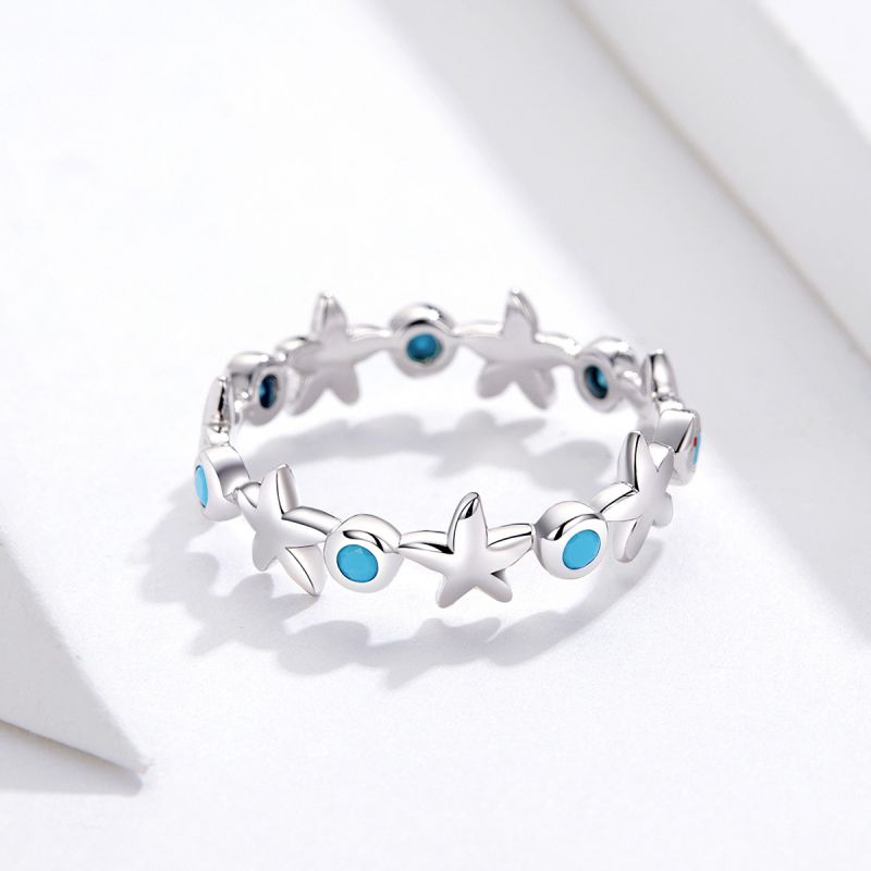 Casual Streetwear Starfish Sterling Silver Inlay Zircon Rings display picture 3