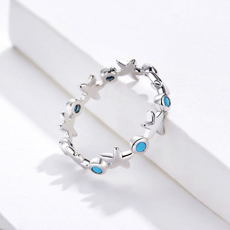 Casual Streetwear Starfish Sterling Silver Inlay Zircon Rings display picture 4