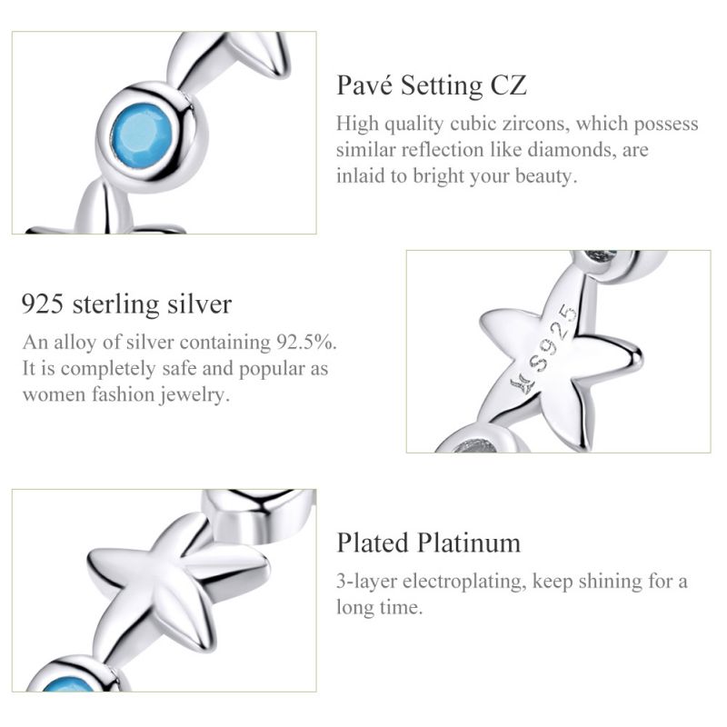 Casual Streetwear Starfish Sterling Silver Inlay Zircon Rings display picture 2