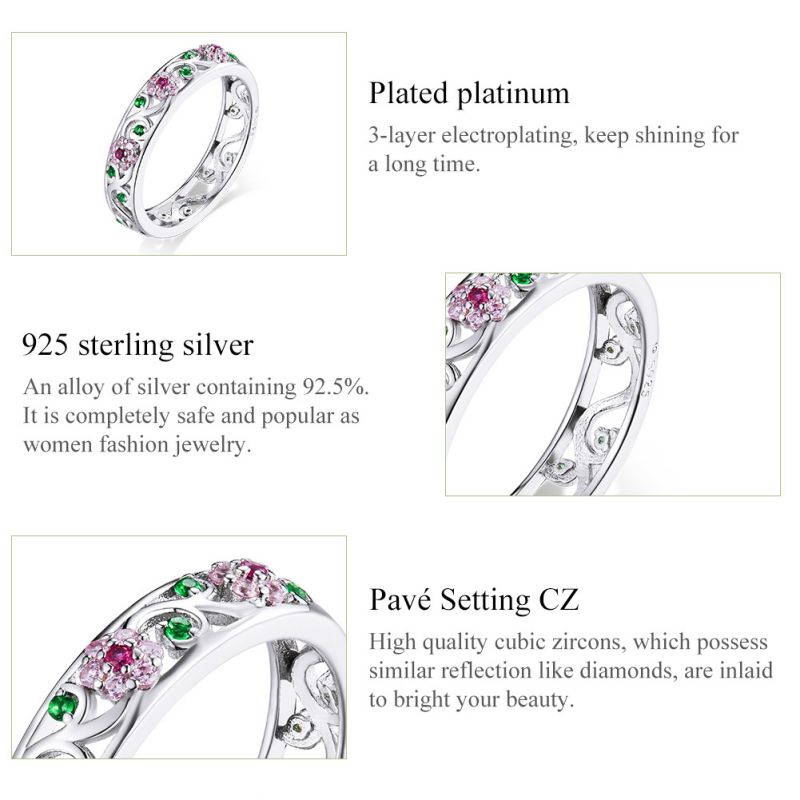 Casual Streetwear Flower Sterling Silver Inlay Zircon Rings display picture 3