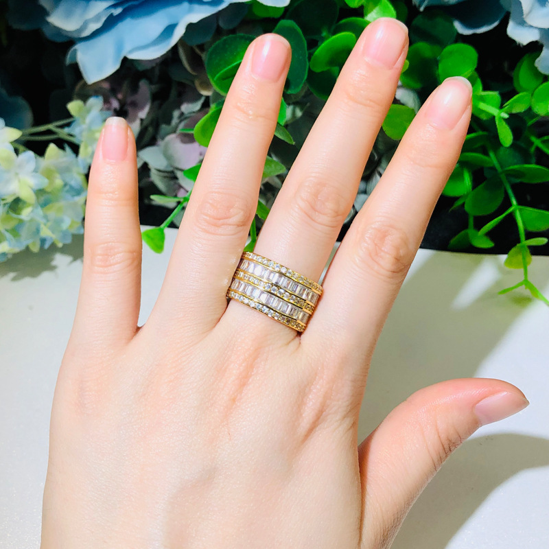 Elegant Shiny Geometric Copper Plating Inlay Zircon Rose Gold Plated White Gold Plated Rhodium Plated Rings display picture 4