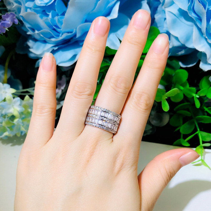Elegant Shiny Geometric Copper Plating Inlay Zircon Rose Gold Plated White Gold Plated Rhodium Plated Rings display picture 5