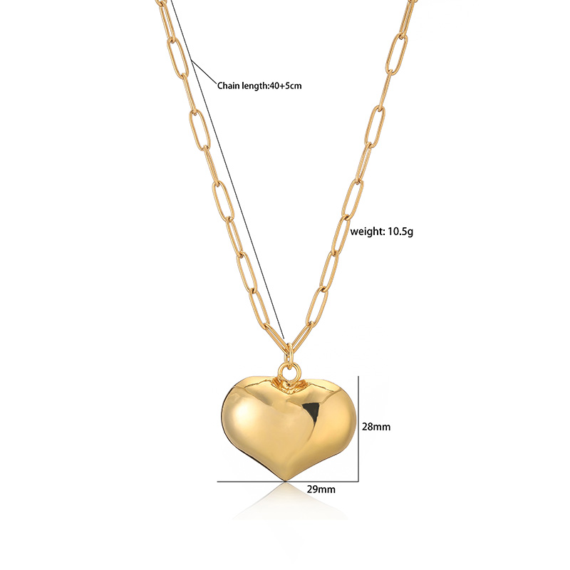 Casual Vintage Style Simple Style Heart Shape Copper 18k Gold Plated Earrings Necklace In Bulk display picture 6