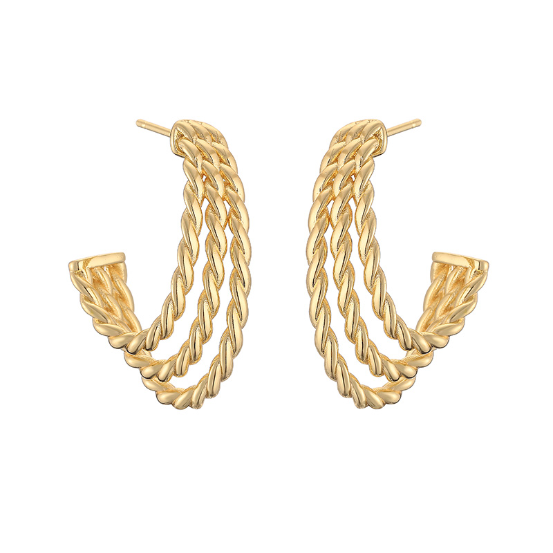 1 Pair Casual Vintage Style Simple Style U Shape V Shape Twist Plating Copper 18k Gold Plated Earrings Ear Studs display picture 7