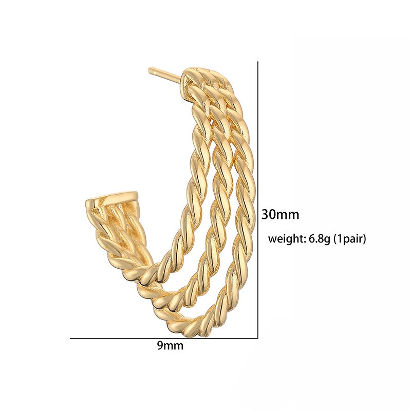 1 Par Casual Estilo Vintage Estilo Simple Forma De U Forma V Giro Enchapado Cobre Chapado En Oro De 18 Quilates. Aretes Pendientes display picture 13