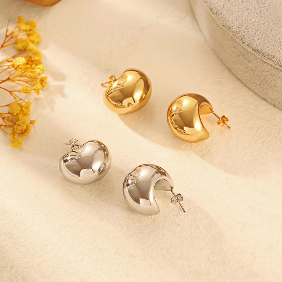 1 Paire Style Vintage Les Gouttelettes D'eau Placage Acier Inoxydable Plaqué Or 18k Boucles D'oreilles display picture 4