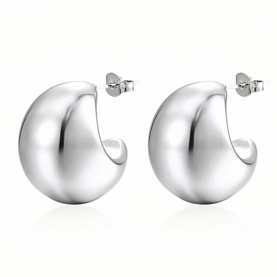 1 Pair Vintage Style Water Droplets Plating Stainless Steel 18k Gold Plated Ear Studs display picture 1