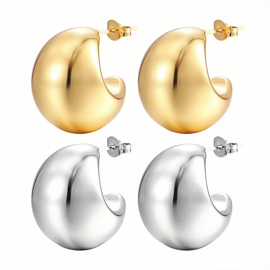 1 Pair Vintage Style Water Droplets Plating Stainless Steel 18k Gold Plated Ear Studs display picture 5