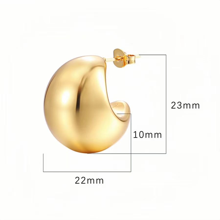 1 Pair Vintage Style Water Droplets Plating Stainless Steel 18k Gold Plated Ear Studs display picture 3